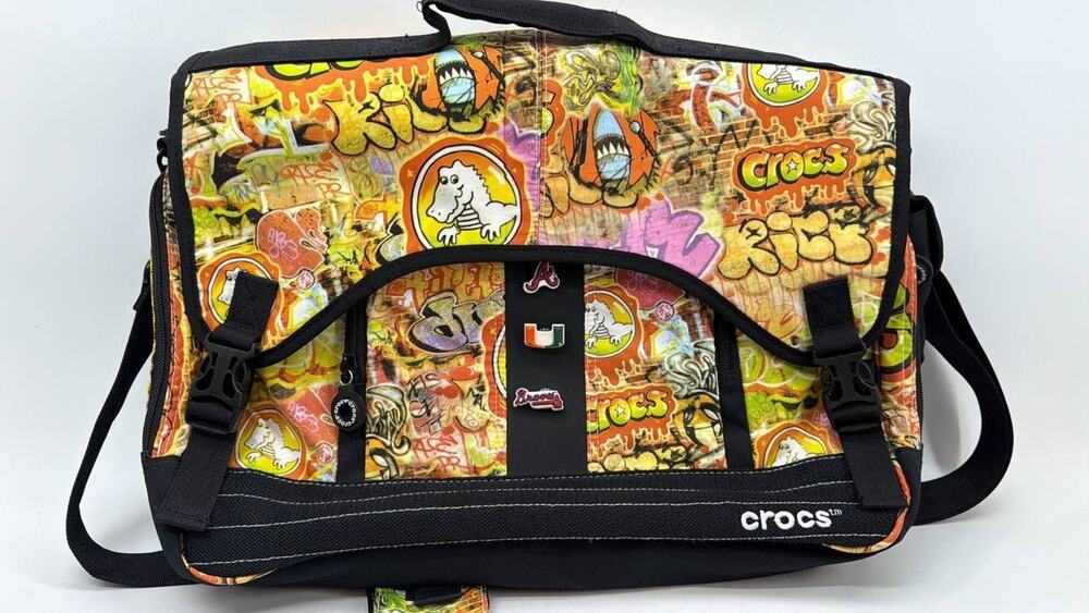 Crocs Graffiti Messenger Laptop Bag Shoulder Bag Jibbitz Black Multicolor